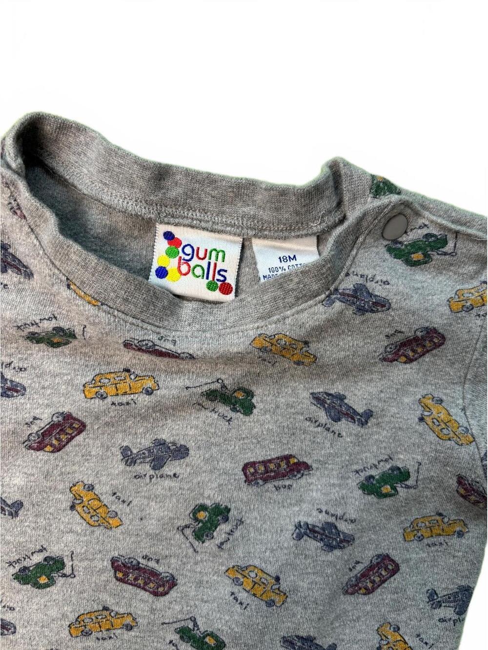 Vintage 90s Gum Balls Baby Bodysuit 18M Cars Planes